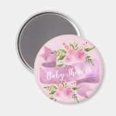 Mädchen, Hübsch, elegant, floralblau, pink Babydus Magnet (Vorderseite/Rückseite)