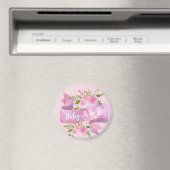 Mädchen, Hübsch, elegant, floralblau, pink Babydus Magnet (In Situ (Geschirrspüler))