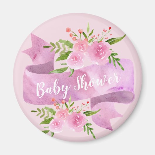 Mädchen, Hübsch, elegant, floralblau, pink Babydus Magnet (Vorne)