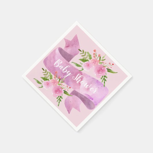 Mädchen, Hübsch, elegant, floralblau, pink Babydus Serviette (Ecke)