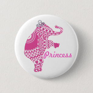 Mädchen Hübsch rosa Prinzessin Elephant Button A