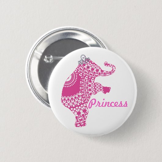Mädchen Hübsch rosa Prinzessin Elephant Button Abz (Vorne & Hinten)