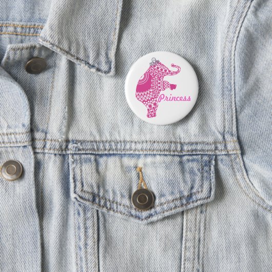 Mädchen Hübsch rosa Prinzessin Elephant Button Abz (Beispiel)