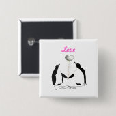 Mädchen Hübsche Niedliche Penguin Love Birds Butto Button (Vorne & Hinten)