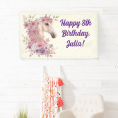 Mädchen Hübsche Ponys Pastell Blumen Pferd Banner (Insitu)