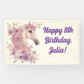 Mädchen Hübsche Ponys Pastell Blumen Pferd Banner (Horizontal)