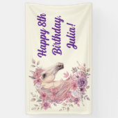 Mädchen Hübsche Ponys Pastell Blumen Pferd Banner (Vertikal)