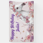 Mädchen Hübsche Ponys Pastell Blumen Pferd Banner (Vertikal)