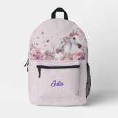 Mädchen Hübsche Ponys Pastell Blumen Pferd Bedruckter Rucksack (Vorderseite)