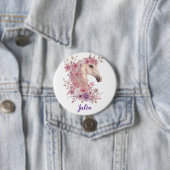 Mädchen Hübsche Ponys Pastell Blumen Pferd Button (Beispiel)
