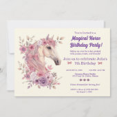 Mädchen Hübsche Ponys Pastell Blumen Pferd Einladung (Vorderseite)