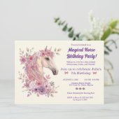 Mädchen Hübsche Ponys Pastell Blumen Pferd Einladung (Stehend Vorderseite)