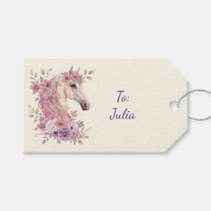 Mädchen Hübsche Ponys Pastell Blumen Pferd Geschenkanhänger