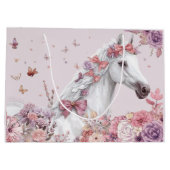 Mädchen Hübsche Ponys Pastell Blumen Pferd Große Geschenktüte (Rückseite)
