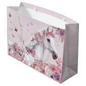 Mädchen Hübsche Ponys Pastell Blumen Pferd Große Geschenktüte (Rückseite Schrägansicht)
