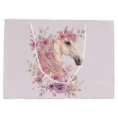 Mädchen Hübsche Ponys Pastell Blumen Pferd Große Geschenktüte (Rückseite)