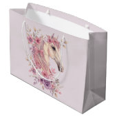 Mädchen Hübsche Ponys Pastell Blumen Pferd Große Geschenktüte (Rückseite Schrägansicht)