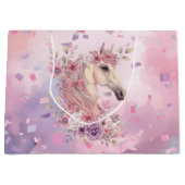Mädchen Hübsche Ponys Pastell Blumen Pferd Große Geschenktüte (Vorderseite)