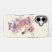 Mädchen Hübsche Ponys Pastell Blumen Pferd iPhone 16 Hülle (Rückseite (Horizontal))