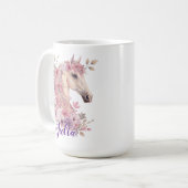 Mädchen Hübsche Ponys Pastell Blumen Pferd Kaffeetasse (Vorderseite Links)
