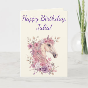 Mädchen Hübsche Ponys Pastell Blumen Pferd Karte