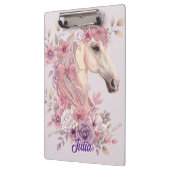 Mädchen Hübsche Ponys Pastell Blumen Pferd Klemmbrett (Links)