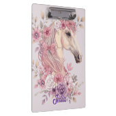 Mädchen Hübsche Ponys Pastell Blumen Pferd Klemmbrett (Rechts)