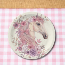 Mädchen Hübsche Ponys Pastell Blumen Pferd