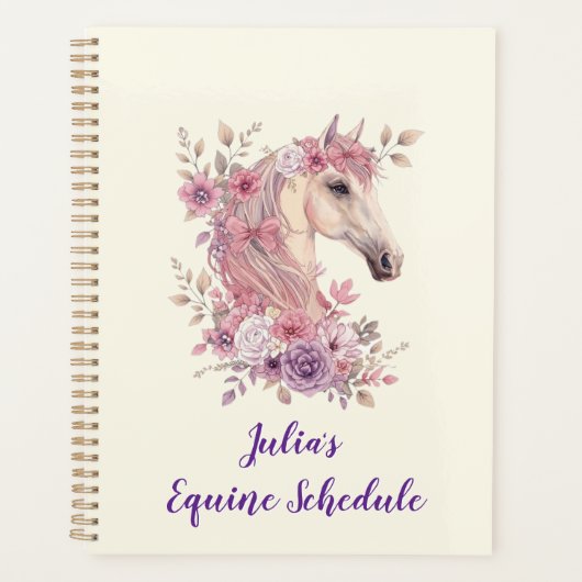 Mädchen Hübsche Ponys Pastell Blumen Pferd Planer (Vorderseite)