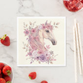 Mädchen Hübsche Ponys Pastell Blumen Pferd Serviette (Beispiel)