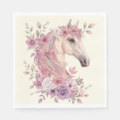 Mädchen Hübsche Ponys Pastell Blumen Pferd Serviette (Vorderseite)