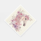 Mädchen Hübsche Ponys Pastell Blumen Pferd Serviette (Ecke)