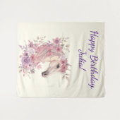 Mädchen Hübsche Ponys Pastell Blumen Pferd Wandteppich (Vorderseite (Horizontal))