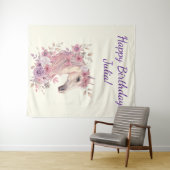 Mädchen Hübsche Ponys Pastell Blumen Pferd Wandteppich (Beispiel (Horizontal))