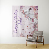 Mädchen Hübsche Ponys Pastell Blumen Pferd Wandteppich (Beispiel)