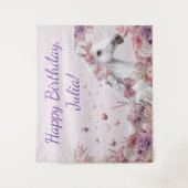 Mädchen Hübsche Ponys Pastell Blumen Pferd Wandteppich (Vorderseite)