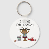 Mädchen I Liebe der Strand Schlüsselanhänger (Vorderseite)