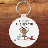 Mädchen I Liebe der Strand Schlüsselanhänger (Vorderseite)
