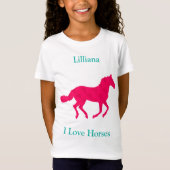 Mädchen "I Liebe Horses" Rosa Pferde T - Shirt (Vorderseite)