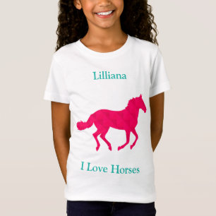 Mädchen "I Liebe Horses" Rosa Pferde T - Shirt