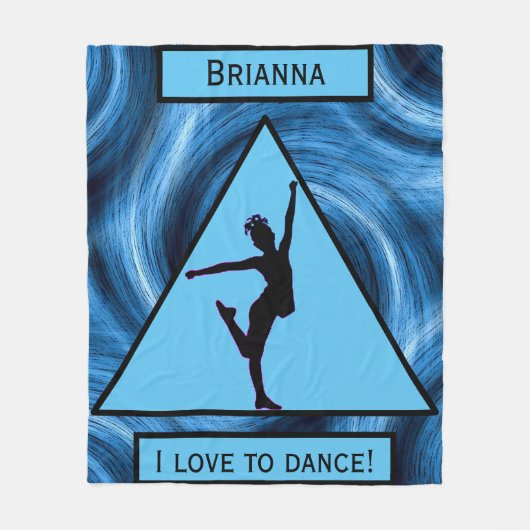 Mädchen "I Liebe to Dance" Blaue Wirbel Fleecedecke (Vorderseite)