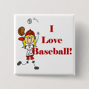 Mädchen Ich Liebe Baseball T-Shirts und Geschenke Button
