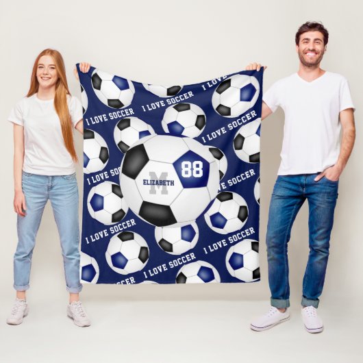 Mädchen Ich Liebe Fußball schwarz Fleecedecke (Beispiel)