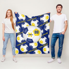 Mädchen Ich Liebe Fußball Text blau Gold schwarz Fleecedecke
