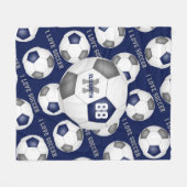 Mädchen Ich Liebe Fußball Text blau grau schwarz Fleecedecke (Vorderseite (Horizontal))