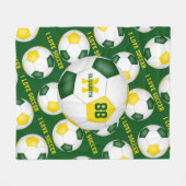 Mädchen Ich Liebe Fußball Text grün Gold Fleecedecke (Vorderseite (Horizontal))