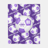 Mädchen Ich Liebe Fußball Text lila Schwarz Fleecedecke (Vorderseite)