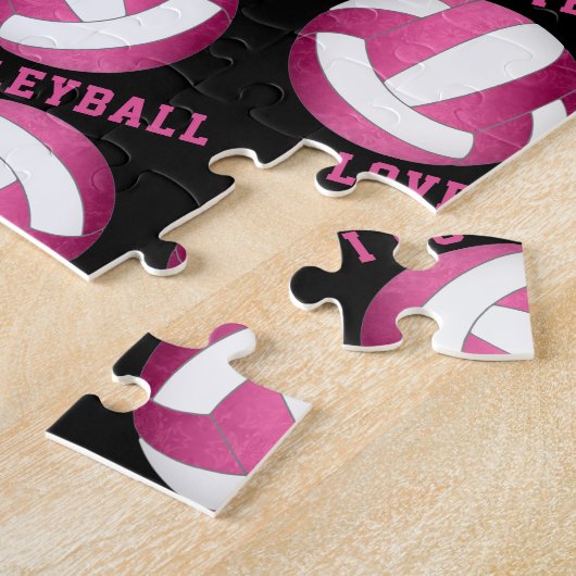 Mädchen Ich Liebe Volleyball hellrosa personalisie Puzzle (Seite)