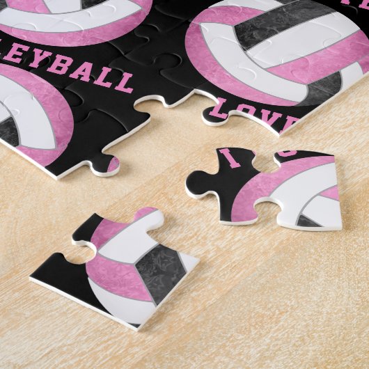 Mädchen Ich Liebe Volleyball rosa schwarz personal Puzzle (Seite)