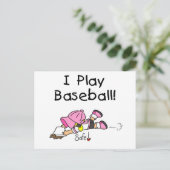 Mädchen Ich spiele Baseball-Hemden und Geschenke Postkarte (Stehend Vorderseite)